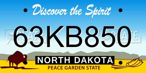 63KB850 North Dakota License Plate