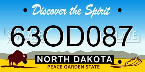 63OD087 North Dakota License Plate