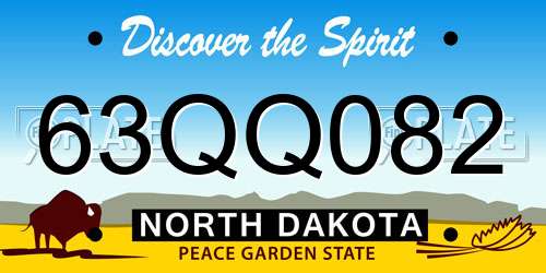 63QQ082 North Dakota License Plate