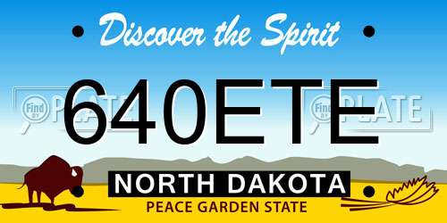 640ETE North Dakota License Plate