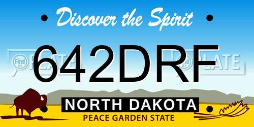 642DRF North Dakota License Plate