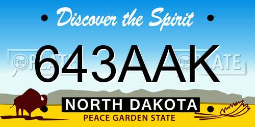 643AAK North Dakota License Plate