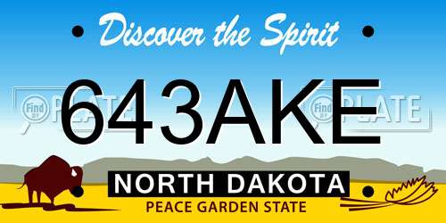 643AKE North Dakota License Plate