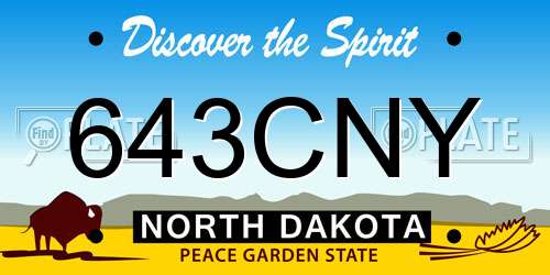 643CNY North Dakota License Plate