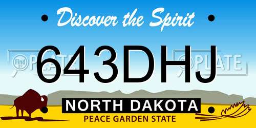 643DHJ North Dakota License Plate