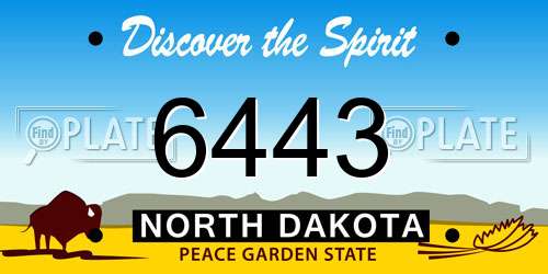 6443 North Dakota License Plate