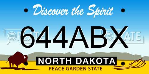 644ABX North Dakota License Plate