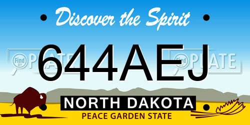 644AEJ North Dakota License Plate