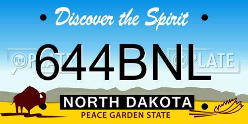644BNL North Dakota License Plate