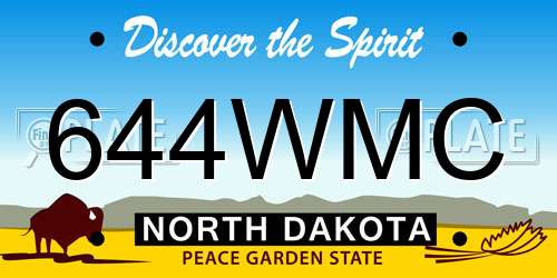 644WMC North Dakota License Plate