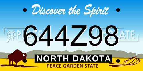 644Z98 North Dakota License Plate