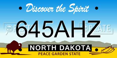 645AHZ North Dakota License Plate