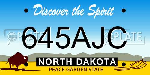645AJC North Dakota License Plate