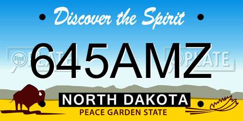 645AMZ North Dakota License Plate