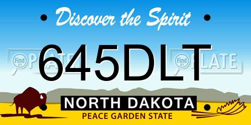 645DLT North Dakota License Plate