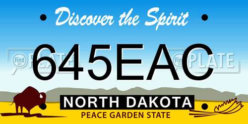 645EAC North Dakota License Plate