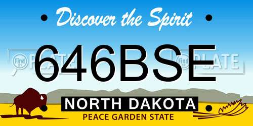 646BSE North Dakota License Plate
