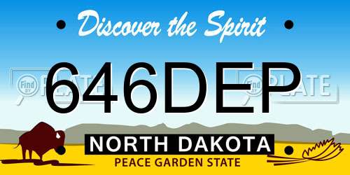 646DEP North Dakota License Plate