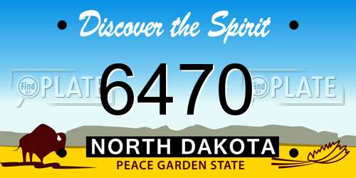 6470 North Dakota License Plate