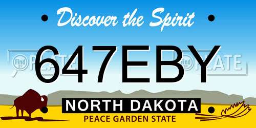 647EBY North Dakota License Plate
