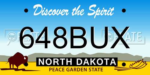 648BUX North Dakota License Plate