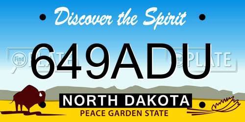 649ADU North Dakota License Plate