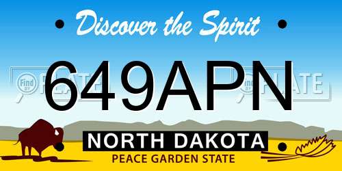 649APN North Dakota License Plate