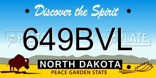 649BVL North Dakota License Plate
