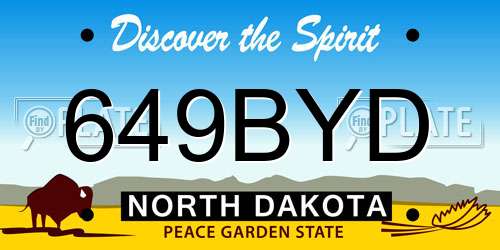 649BYD North Dakota License Plate