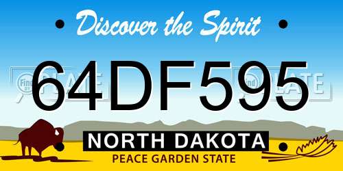 64DF595 North Dakota License Plate