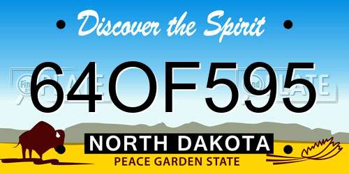 64OF595 North Dakota License Plate
