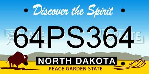 64PS364 North Dakota License Plate