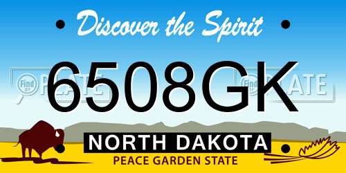 6508GK North Dakota License Plate