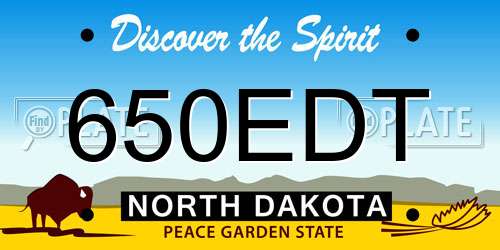 650EDT North Dakota License Plate