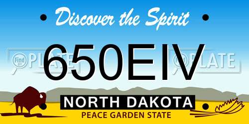 650EIV North Dakota License Plate