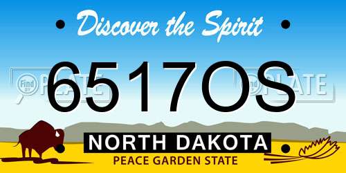 6517OS North Dakota License Plate