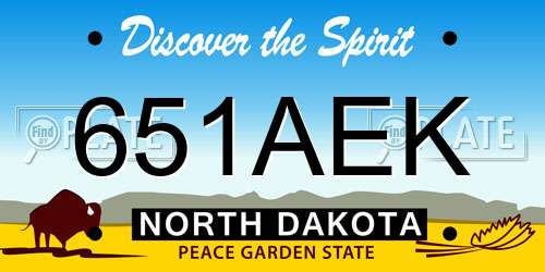 651AEK North Dakota License Plate