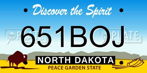 651BOJ North Dakota License Plate