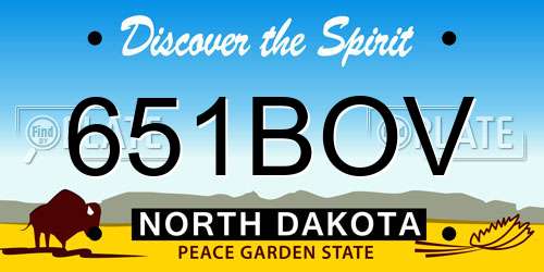 651BOV North Dakota License Plate