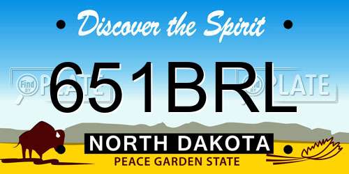 651BRL North Dakota License Plate