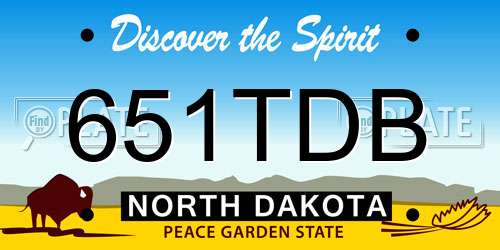651TDB North Dakota License Plate