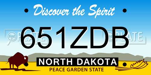 651ZDB North Dakota License Plate