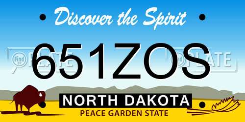 651ZOS North Dakota License Plate