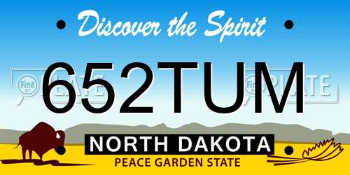 652TUM North Dakota License Plate