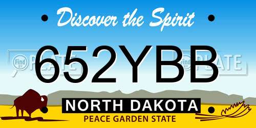 652YBB North Dakota License Plate