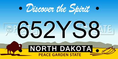 652YS8 North Dakota License Plate