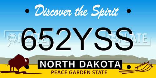 652YSS North Dakota License Plate