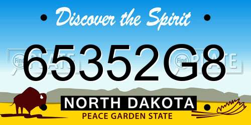 65352G8 North Dakota License Plate