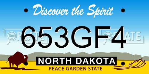 653GF4 North Dakota License Plate