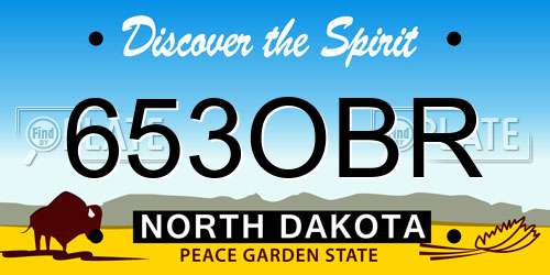 653OBR North Dakota License Plate